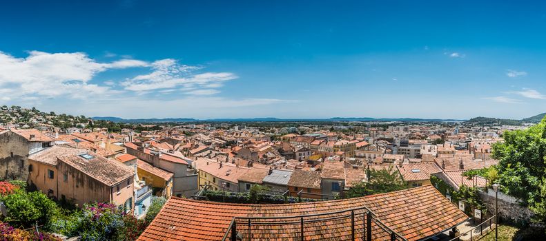 Panorama on the old town Hyères in France
