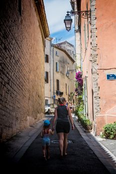 Old alley in the historic center of Hyères in France