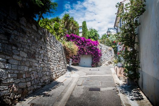 Old alley in the historic center of Hyères in France