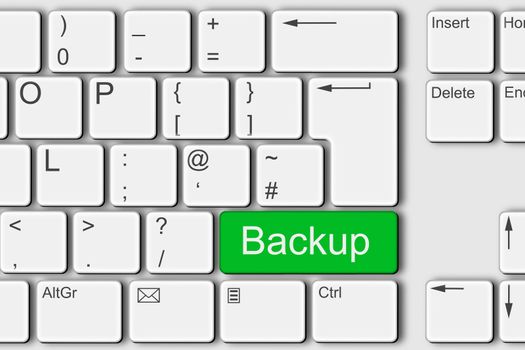 A backup concept PC computer keyboard 3d illustration