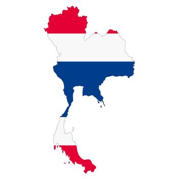 A Thailand map on white background with clipping path