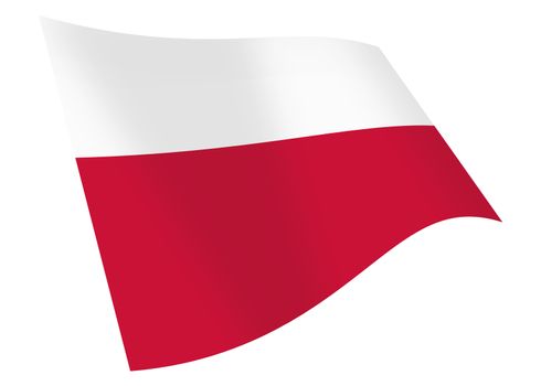 A Poland waving flag graphic isolated on white with clipping path 3d illustration