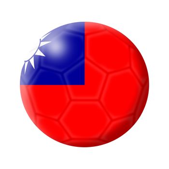 A Taiwan soccer ball football 3d illustration isolated on white with clipping path