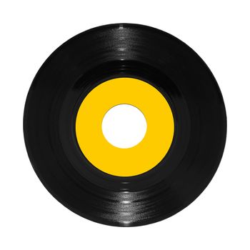 A vinyl 45rpm single record on white with clipping path