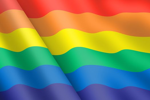 A gay pride rainbow flag 3d illustration wind ripple