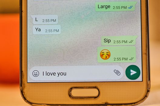 Chat de texto de Whatsapp donde dice: te amo