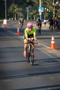 LIMA, PERU - APRIL 22th 2018: Ironman 70.3 . Athletes competing in the second stage of this great competition that is now cycling
