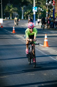 LIMA, PERU - APRIL 22th 2018: Ironman 70.3 . Athletes competing in the second stage of this great competition that is now cycling