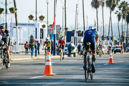 LIMA, PERU - APRIL 22th 2018: Ironman 70.3 . Athletes competing in the second stage of this great competition that is now cycling