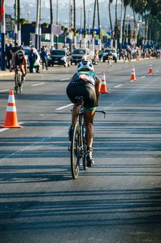 LIMA, PERU - APRIL 22th 2018: Ironman 70.3 . Athletes competing in the second stage of this great competition that is now cycling