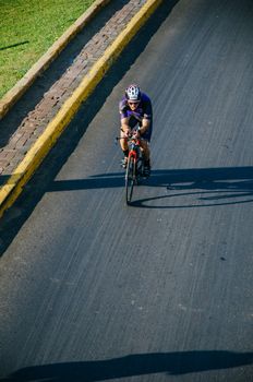 LIMA, PERU - APRIL 22th 2018: Ironman 70.3 . Athletes competing in the second stage of this great competition that is now cycling