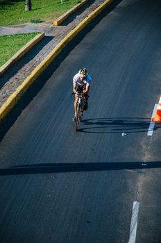 LIMA, PERU - APRIL 22th 2018: Ironman 70.3 . Athletes competing in the second stage of this great competition that is now cycling