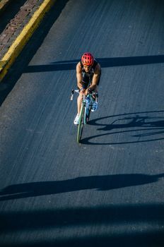 LIMA, PERU - APRIL 22th 2018: Ironman 70.3 . Athletes competing in the second stage of this great competition that is now cycling