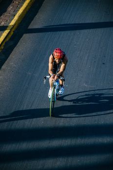 LIMA, PERU - APRIL 22th 2018: Ironman 70.3 . Athletes competing in the second stage of this great competition that is now cycling