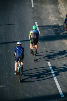 LIMA, PERU - APRIL 22th 2018: Ironman 70.3 . Athletes competing in the second stage of this great competition that is now cycling