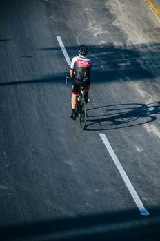 LIMA, PERU - APRIL 22th 2018: Ironman 70.3 . Athletes competing in the second stage of this great competition that is now cycling