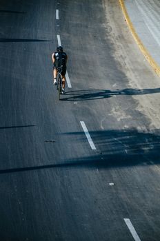 LIMA, PERU - APRIL 22th 2018: Ironman 70.3 . Athletes competing in the second stage of this great competition that is now cycling