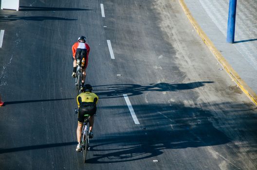 LIMA, PERU - APRIL 22th 2018: Ironman 70.3 . Athletes competing in the second stage of this great competition that is now cycling