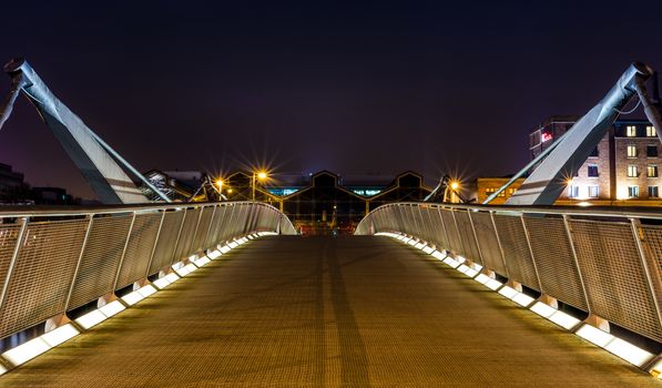 Dublin Bridge in Dublin Ireland at night