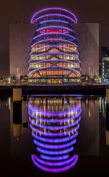 DUBLIN, IRELAND -20 JAN 2016- Opened in 2010, the Dublin Convention Center is located on Spencer Dock along the River Liffey. The building design has won multiple awards.