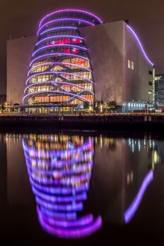 DUBLIN, IRELAND -20 JAN 2016- Opened in 2010, the Dublin Convention Center is located on Spencer Dock along the River Liffey. The building design has won multiple awards.