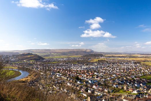 Aerial view on stirling with castle on top of the rock