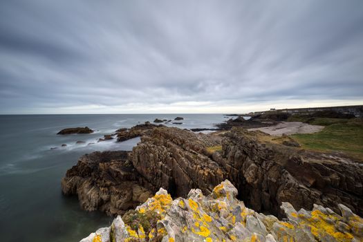 Scotland findochty beach north east coast rocky long exposure