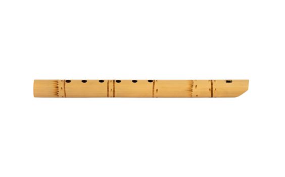 Flute isolated on white. Traditional wind musical instrument of Latin America. Bamboo flute block. Ken's whistle flute.