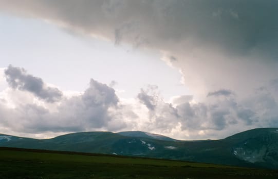 Altai landscape mountains and clouds. Nature is altai.