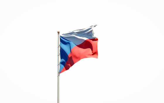 Beautiful national state flag of Czech on white background. Isolated close-up Czech flag 3D artwork.