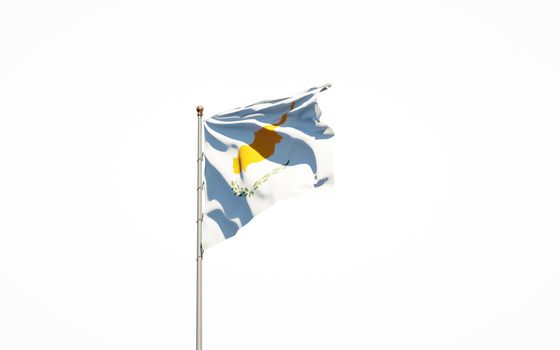 Beautiful national state flag of Cyprus on white background. Isolated close-up Cyprus flag 3D artwork.