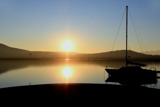 Sunset on the waters of Lake Viverone