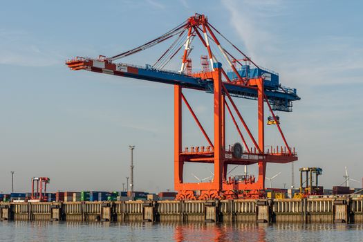 Bremerhaven, Geramny - September 15, 2020: Single gantry crane at EUROGATE Container Terminal