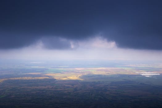 Alazani valley landscape and view in Kakheti, Georgia at sunset