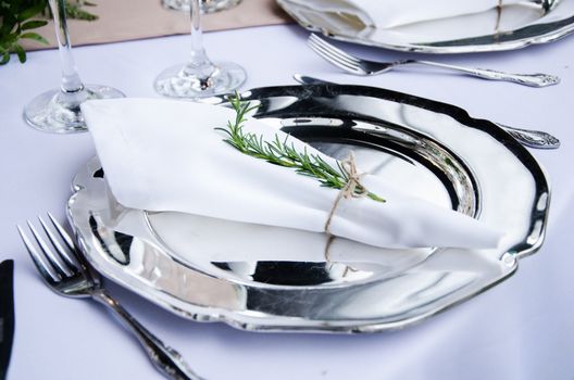 Table for a party or a wedding reception, a decoration concept for weddings or social events