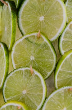 Close Up Sliced Yellow Lemon Background Texture