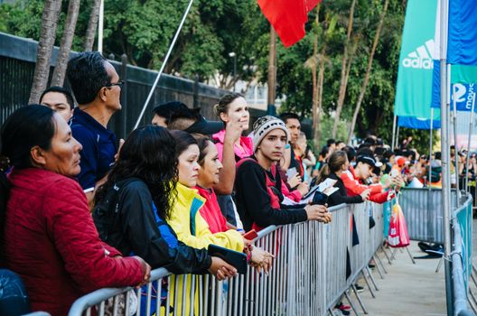 Lima, Peru - May 20th 2018: Marathon Lima 42k, sporting event that gathers athletes from all over the world. Public waiting for the marathon to start