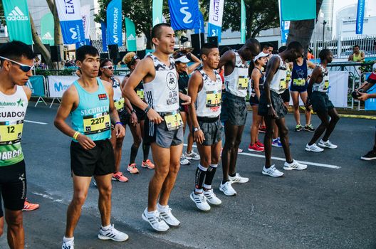 Lima, Peru - May 20th 2018: Marathon Lima 42k, sporting event that gathers athletes from all over the world. Nelson Ito, Peruvian athlete, third place in the marathon.