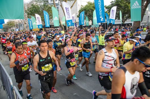 Lima, Peru - May 20th 2018: Marathon Lima 42k, sporting event that gathers athletes from all over the world. The race begins