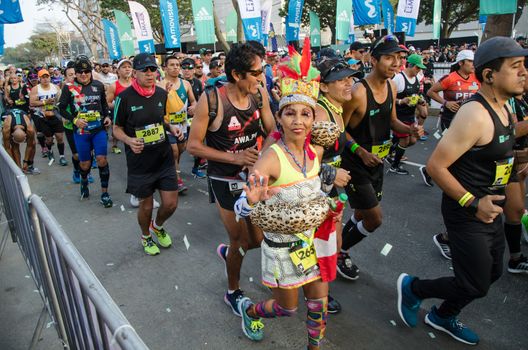 Lima, Peru - May 20th 2018: Marathon Lima 42k, sporting event that gathers athletes from all over the world. The race begins