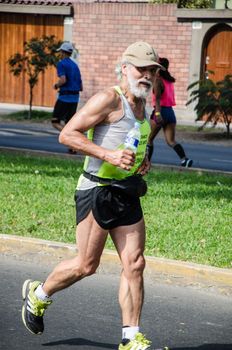 Lima, Peru - May 20th 2018: Marathon Lima 42k, sporting event that gathers athletes from all over the world. Athletes in full marathon