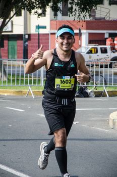 Lima, Peru - May 20th 2018: Marathon Lima 42k, sporting event that gathers athletes from all over the world. Athletes in full marathon