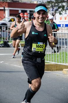 Lima, Peru - May 20th 2018: Marathon Lima 42k, sporting event that gathers athletes from all over the world. Athletes in full marathon