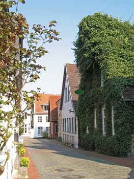 Street scene in Schleswig, a town of Schleswig-Holstein, Germany.