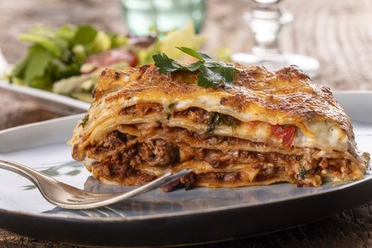 portion of lasagna on a plate