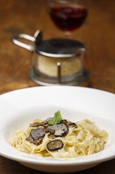 black truffle on home made pasta