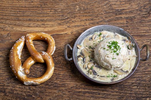 bavarian bread dumpling with sauce