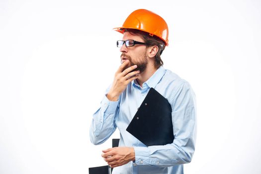 Man in working uniform professional construction lifestyle. High quality photo