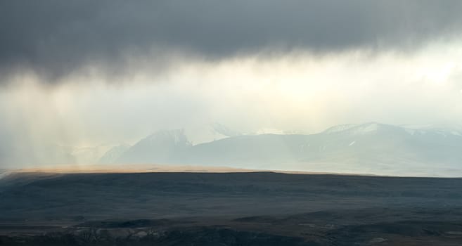 Clouds over the altai mountains. It's going to rain