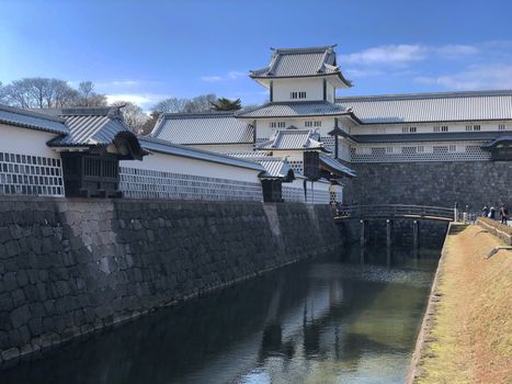 Front view of Kanazawa Castle in Japan